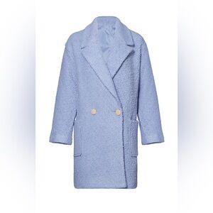 Oversized Women's Light Blue Textured Coat